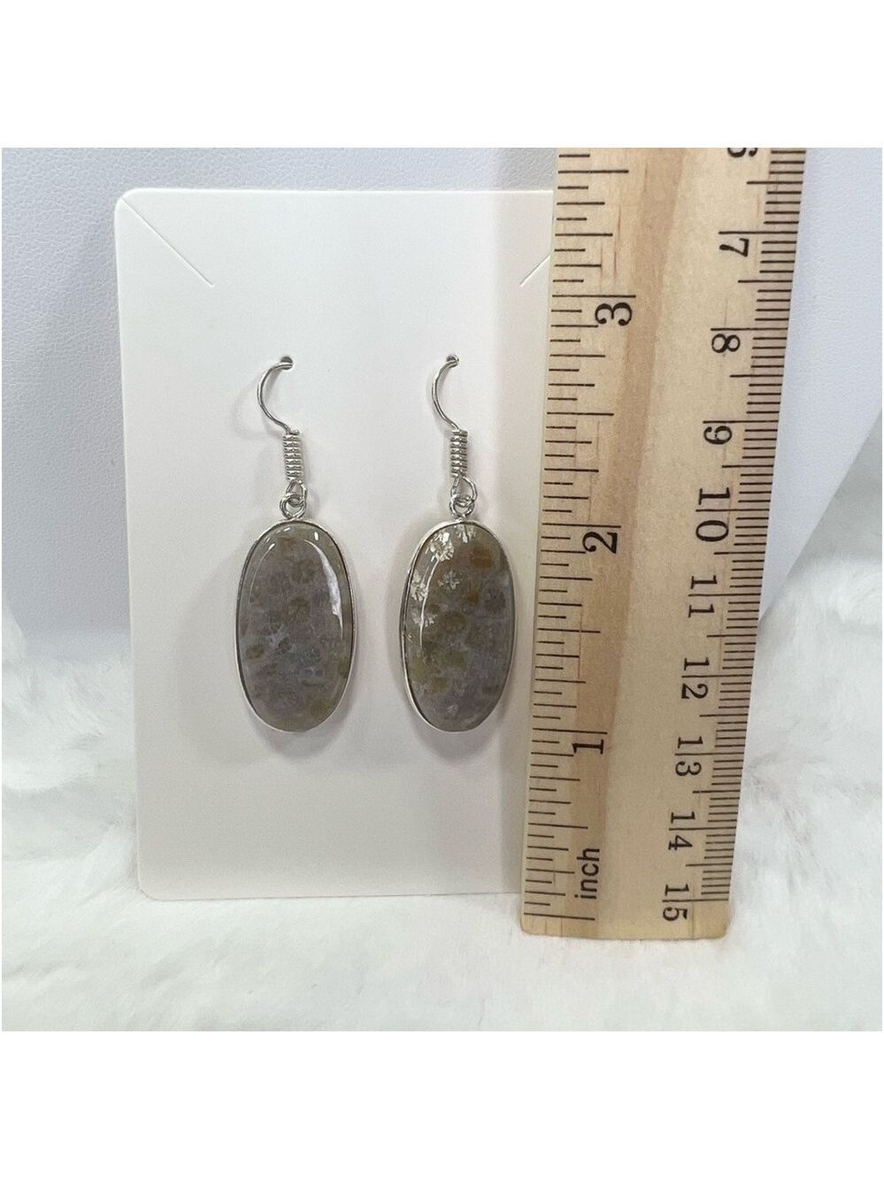 Fossil Coral 925 Gemstone Earring - Picture 2 of 3